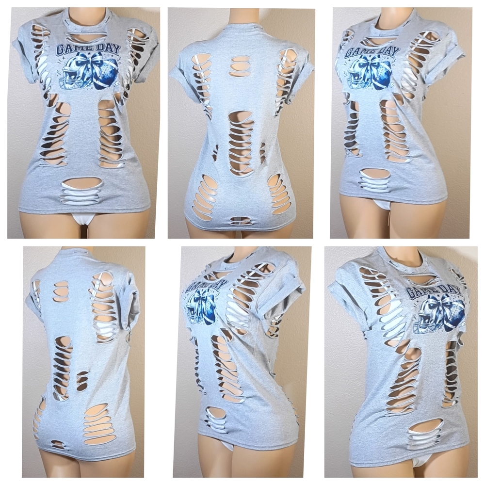 NFL Gray and Blue Distressed Women's Tee